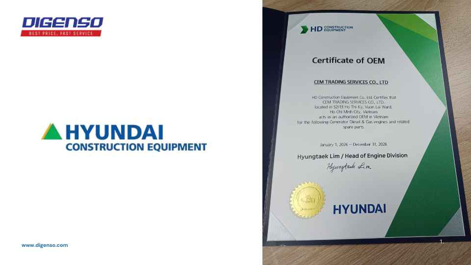 Chứng nhận OEM máy phát điện Hyundai 2026 cho Digenso